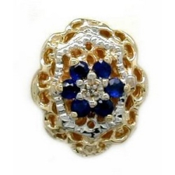 A3981 14K CLUSTER SLIDE WITH SAPPHIRES 